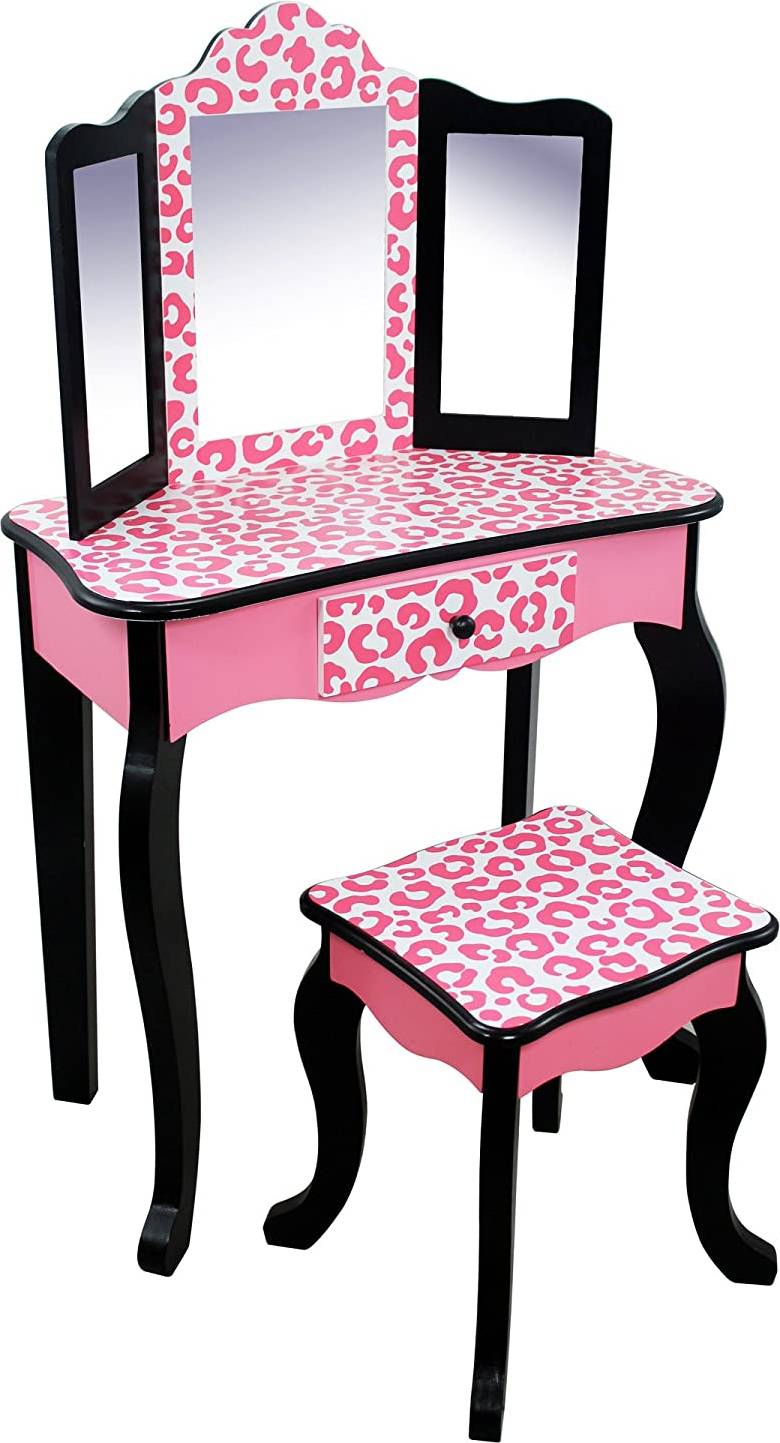 Gisele Vanity Table & Stool Set Leopard