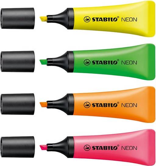 Stabilo Neon Highlighter Assorted 4-pack