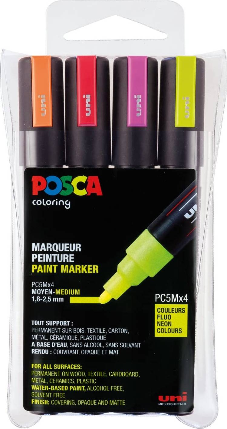 Posca sæt Uni Posca PC-5M Medium Bullet Neon 4-pack