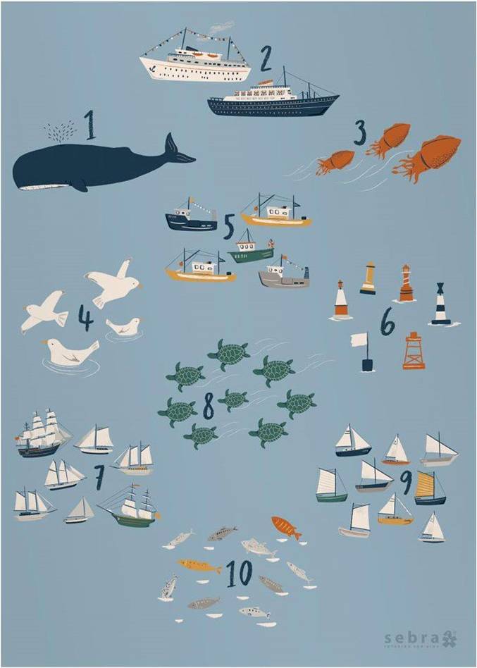 Sebra Seven Seas Numbers Poster