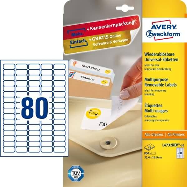 Självhäftande papper Avery Multipurpose Removable Labels