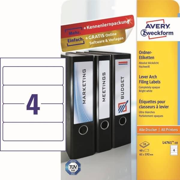 Avery Lever Arch Filing Labels