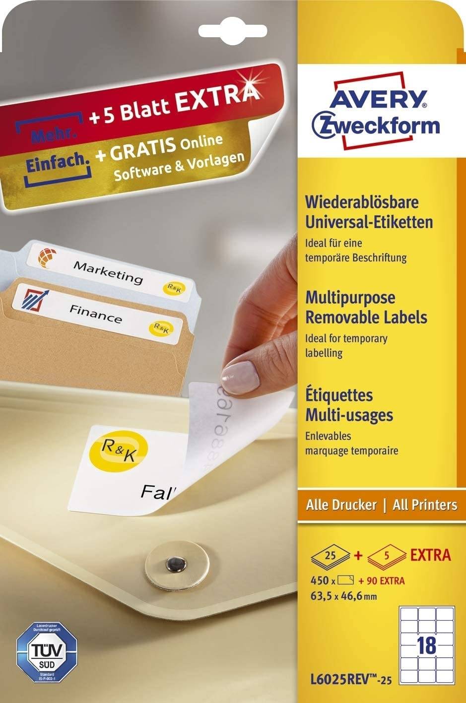 Removable Universal Labels A4