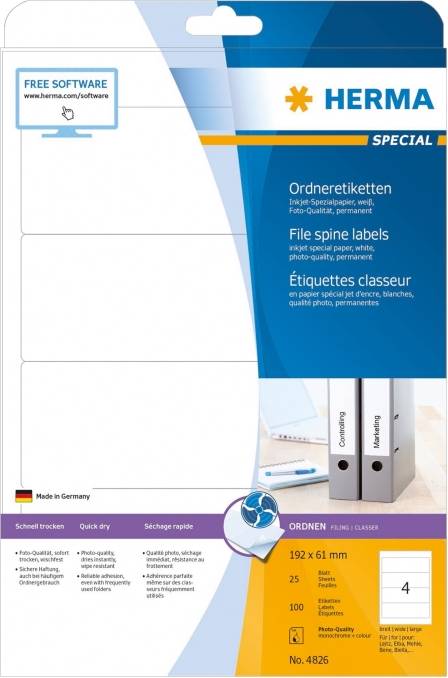 Herma Inkjet File Spine Labels
