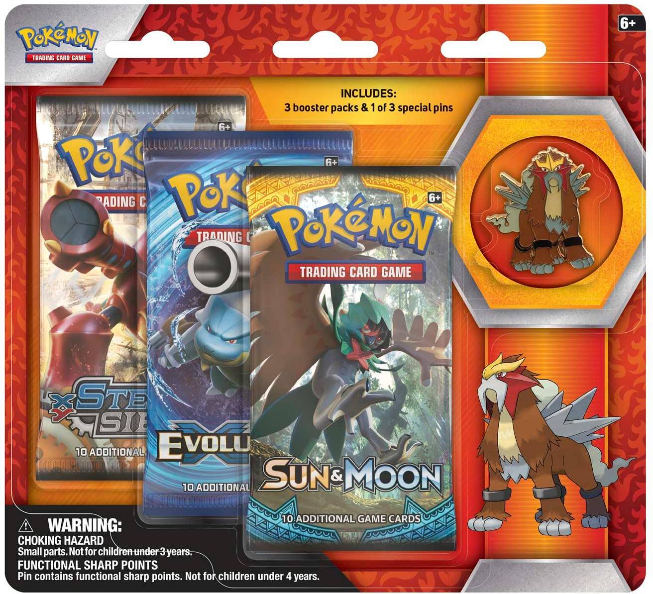 Pokémon Legendary Beasts Collection 3 Boosters Plus Entei Pin