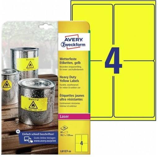 Avery Yellow Weatherproof Labels