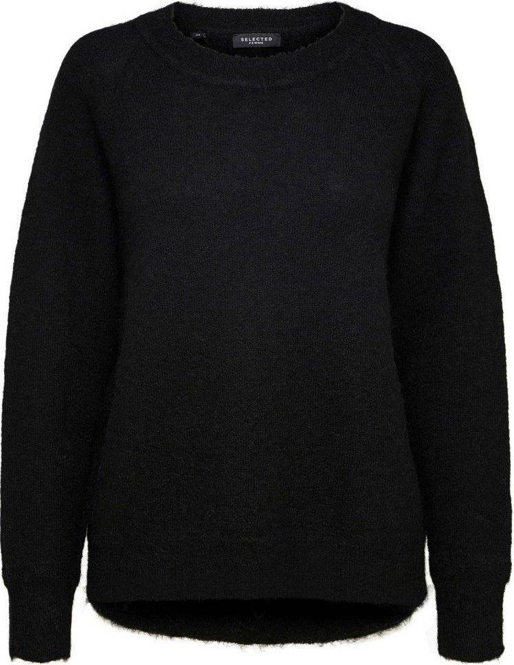 Selected Rounded Wool Mixed Sweater - Black