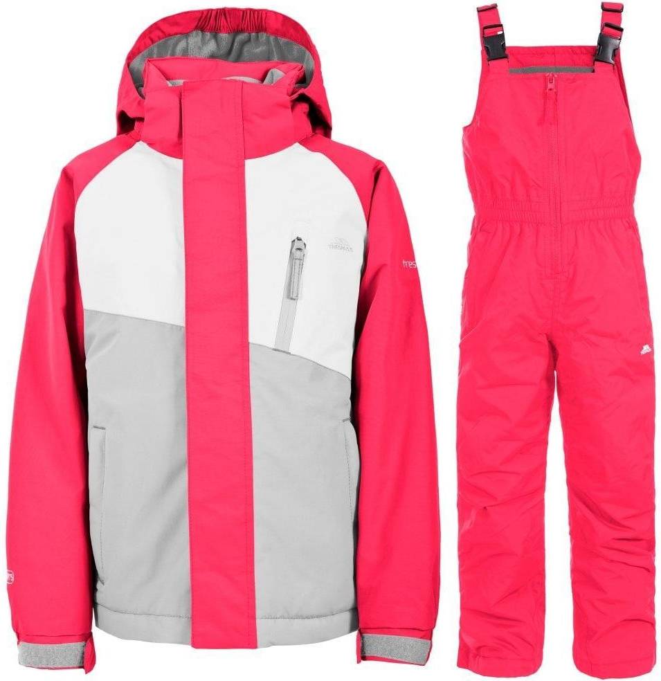 Trespass Kid's Crawley Waterproof Ski Suit Set - Raspberry