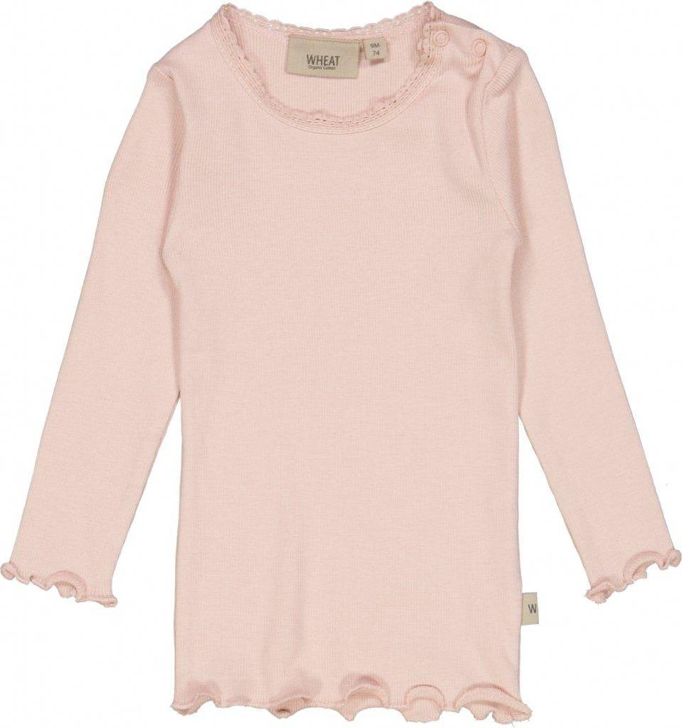 Wheat Rib T-Shirt Lace LS - Powder