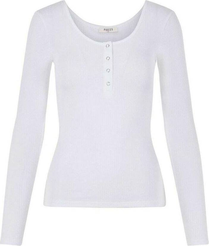 Kitte Button Front Ribbed Top - Bright White