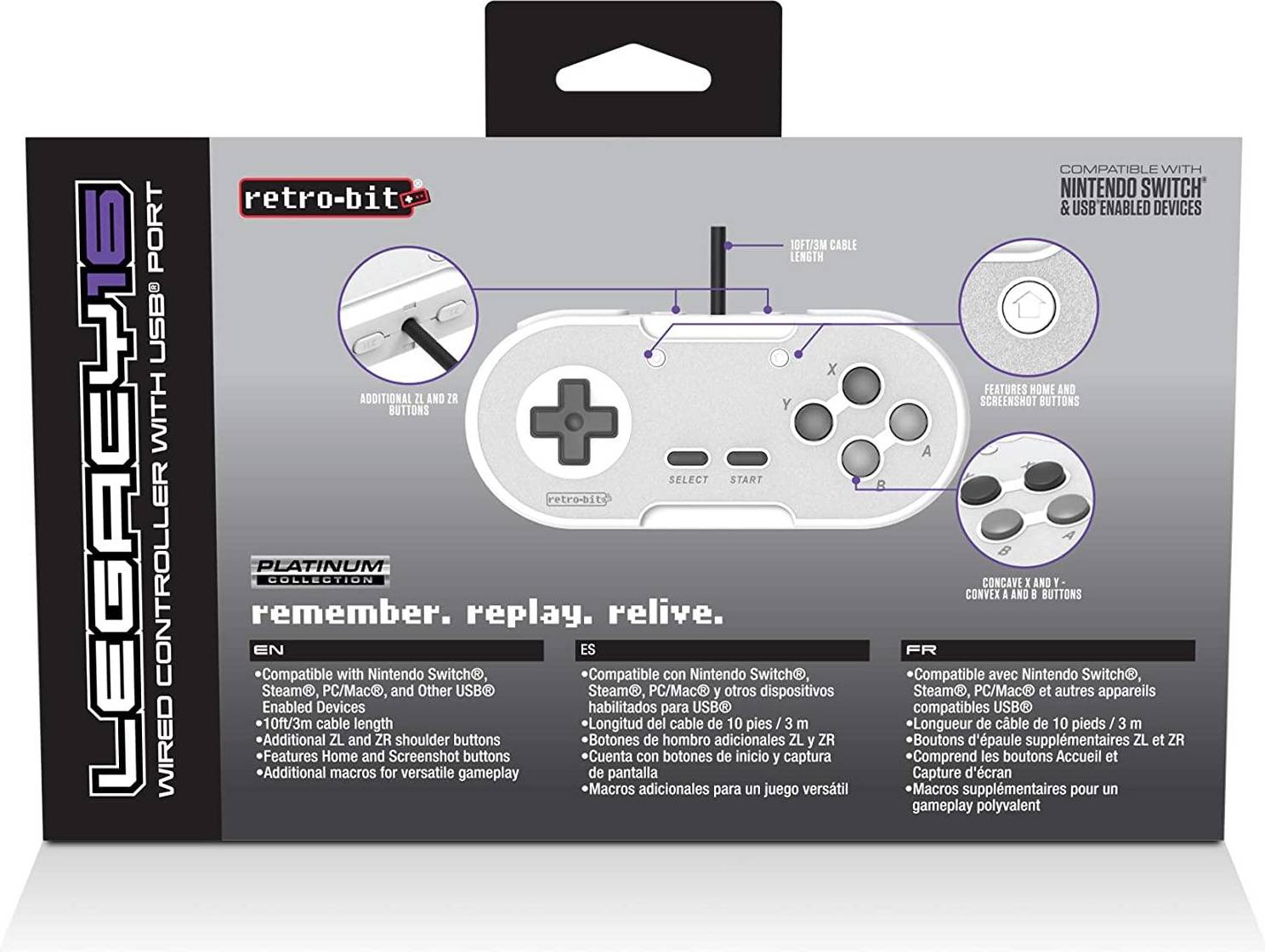 KMD Retro-Bit Legacy 16 USB Pad Grijs Controller Android