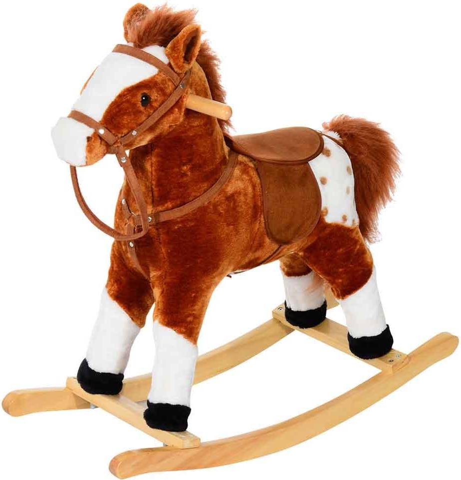 Homcom Plush Ride On Brown Rocking Horse, Brown