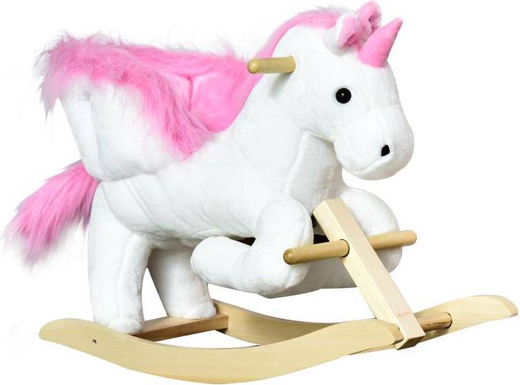 Homcom Kids Wooden Ride On Unicorn Rocking Horse, Pink