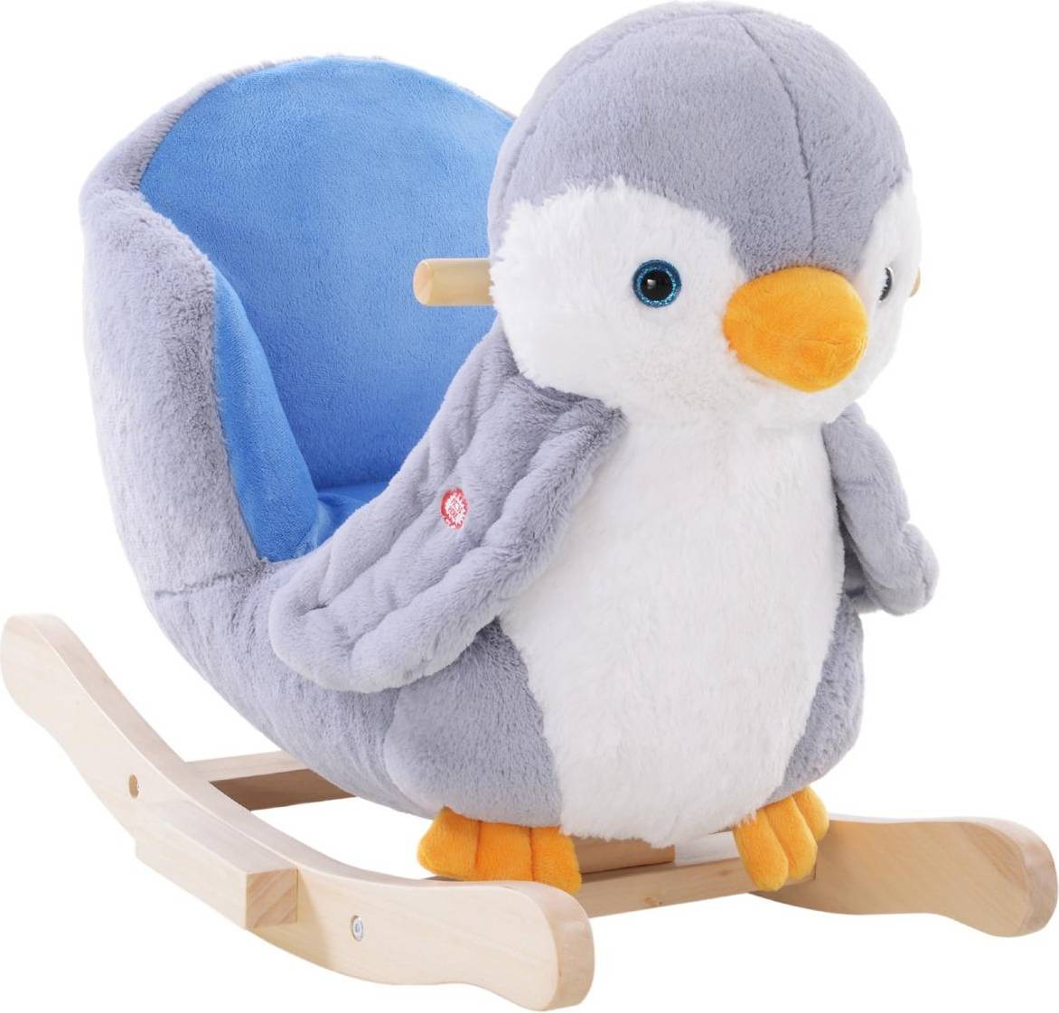 Homcom Plush Penguin Baby Rocking Horse, Grey
