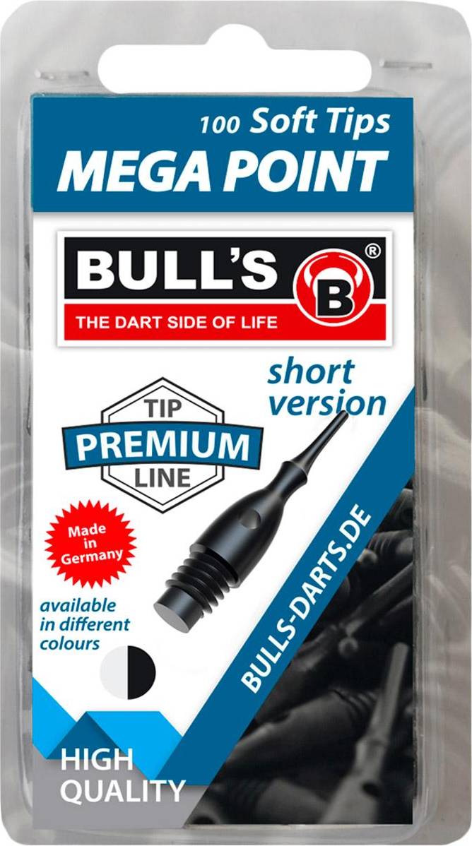 Bull's Mega Point Tips Short 100-pack black