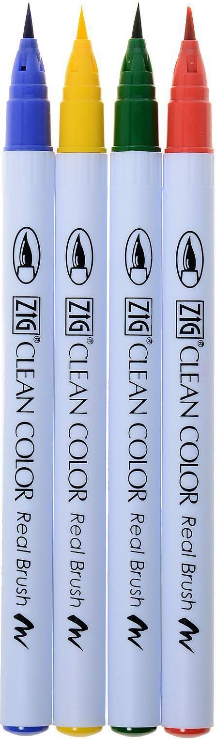 Zig Clean Color Real Brush 4/etui Rena färger