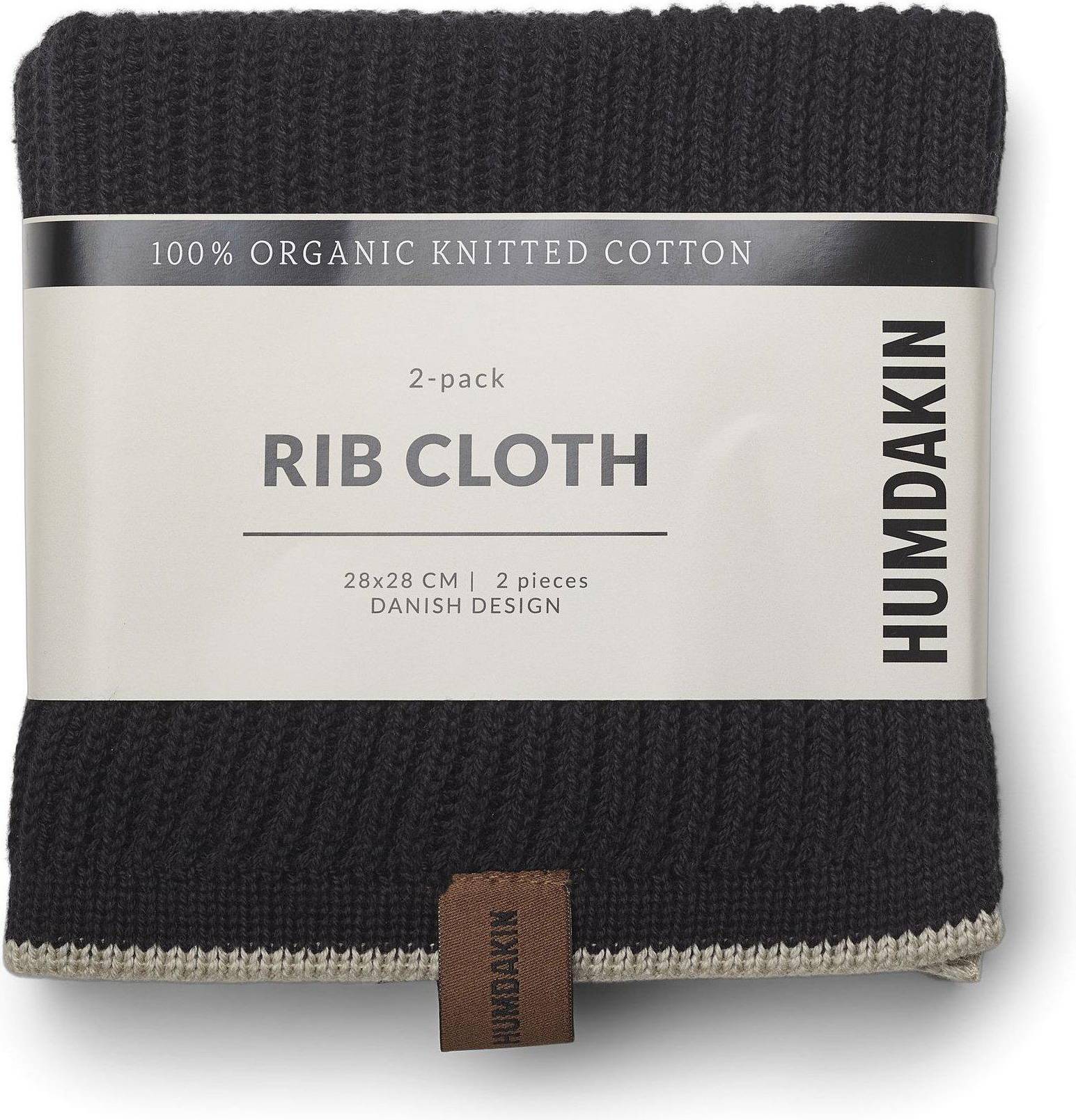 Humdakin Rib 2-pack Karklud Grå, Sort (28x28cm)