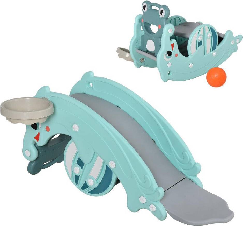 Homcom 3 in 1 Baby Rocking Horse Portable Slide Basketball Hoop