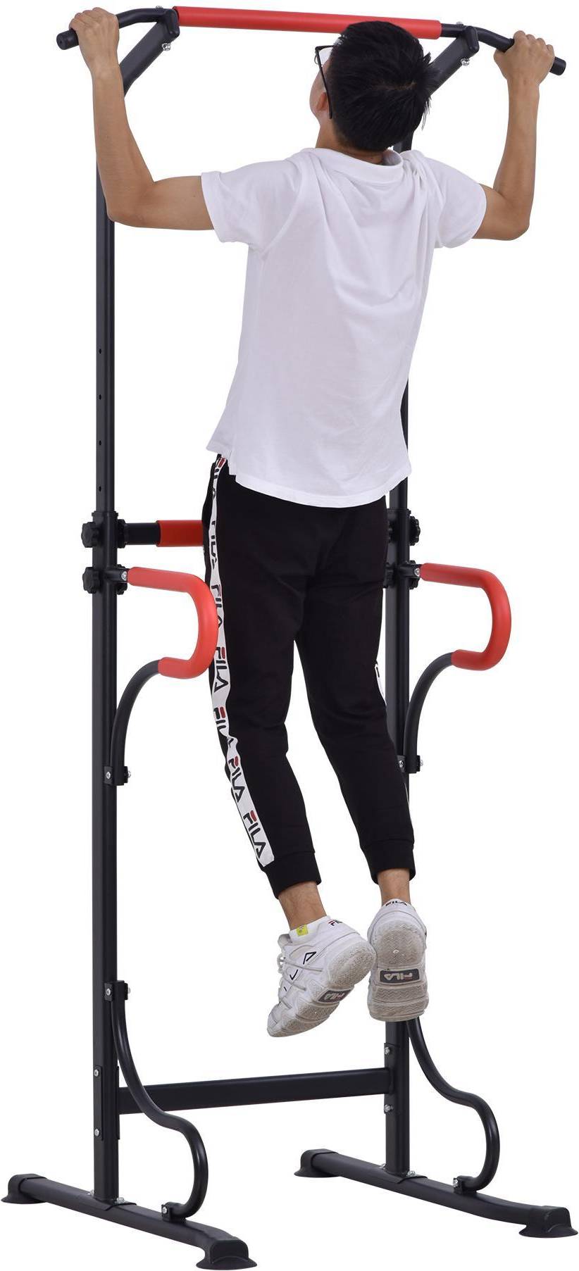 Steel Multi Use Exercise Power Tower - Black, Red