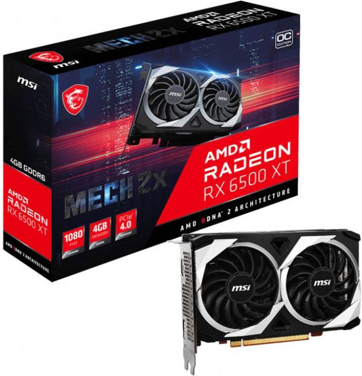 MSI Radeon RX 6500 XT Mech 2X OC HDMI DP 4GB