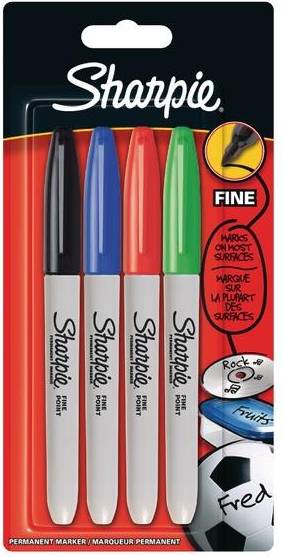 Sharpie Permeant Marker Fine Point Basic 4-pack