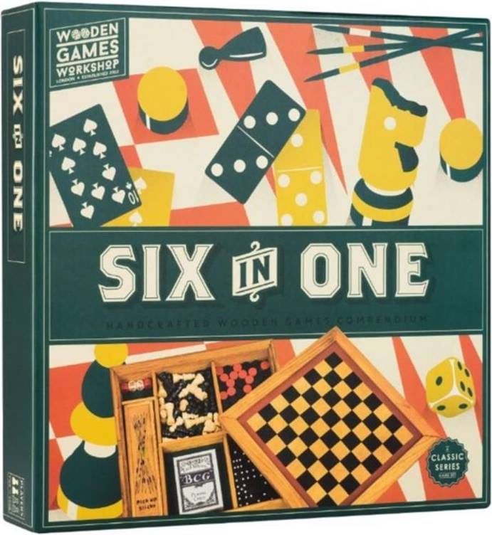 Puzzle board Professor Puzzle Six-In-One Games Compendium Portable Six in One Game Set Brown