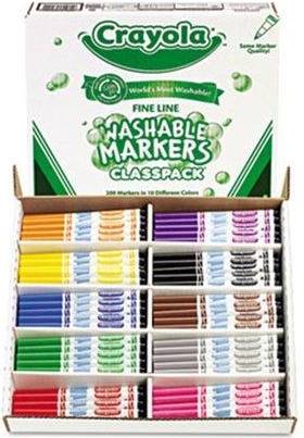 Crayola Washable Classpack Markers, Fine Point, Eight Assorted, 200/Box