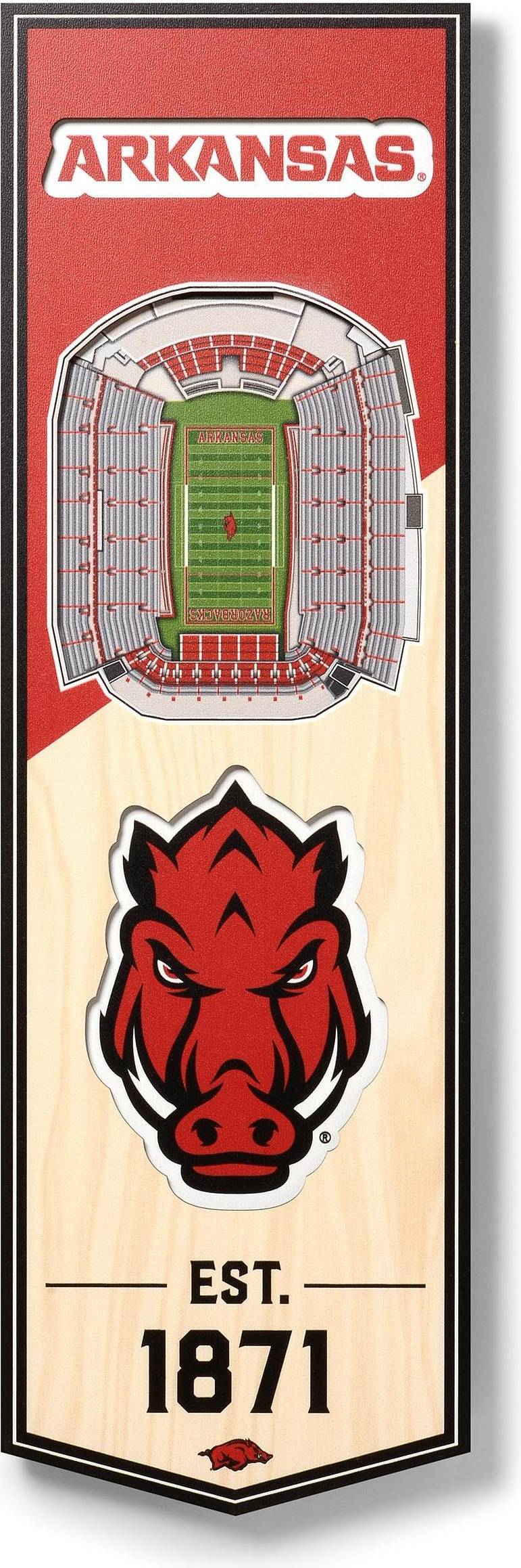 YouTheFan Arkansas Razorbacks 3D Stadium Wall Sign