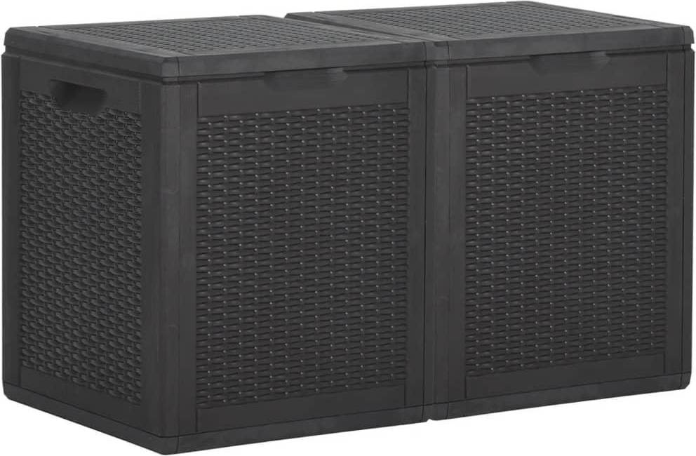 Plastic outdoor storage boxes vidaXL Outdoor Storage Box - Black Rattan/Plastic