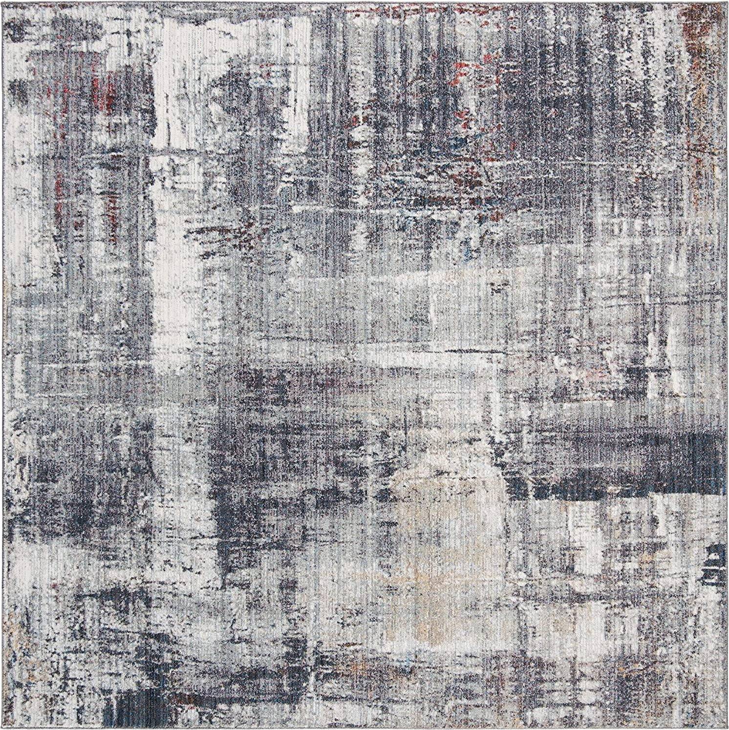 Safavieh Monray Shonagh Modern Abstract Polyester Rug Gray, Multicolor 84x84"