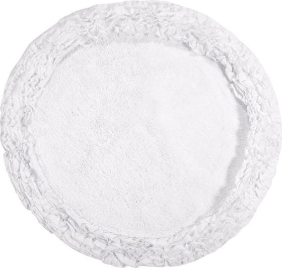 Shaggy Border Mat Bath Rug 30 Inch White