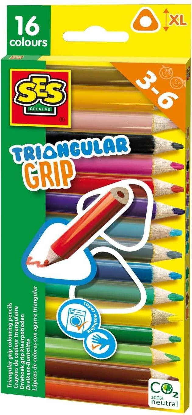 SES Creative Triangular Grip Colour Pencils 16pcs