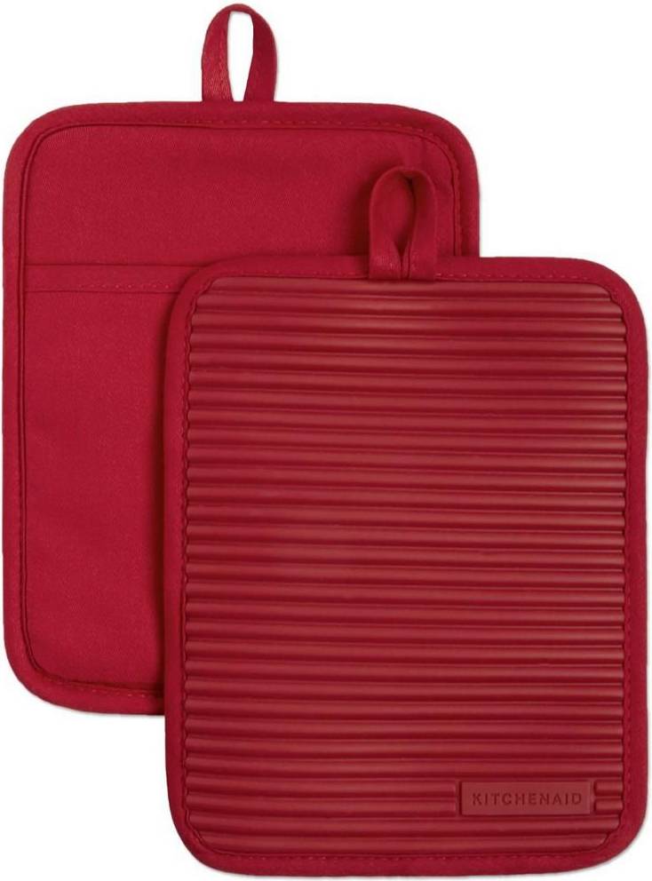 KitchenAid Ribbed Soft Silicone Pot Holder Set Kitchenware 2pcs