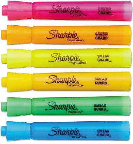 Sharpie Tank Highlighter, Chisel Point, 12/ST, Assorted 12PK