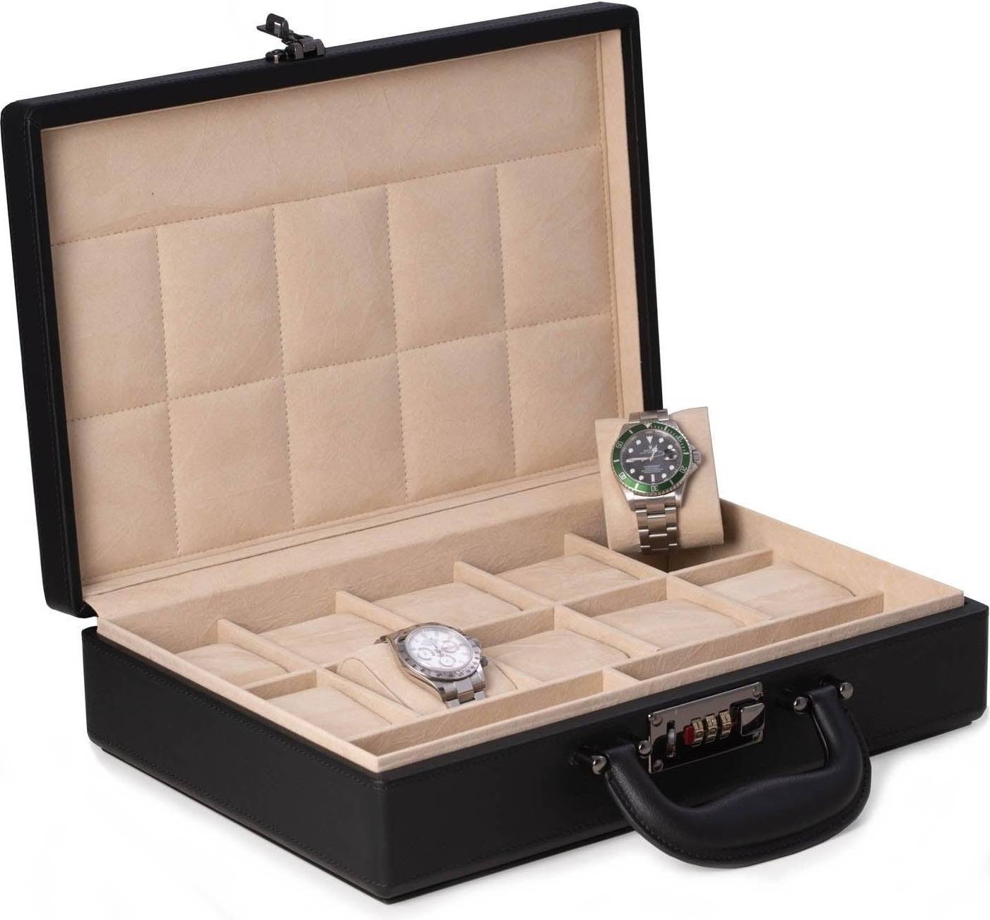 10 Watch Storage Box with Handle & Combination Lock