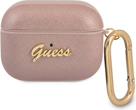 Guess Saffiano Script Metal Collection Skal AirPods Pro Rosa