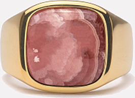 Cushion Signet Rhodocrosite Ring - Gold/Red