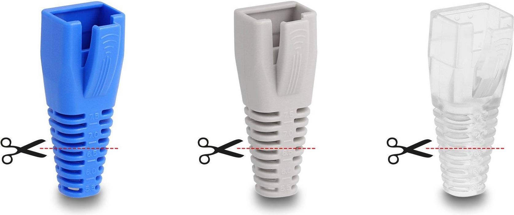 DeLock RJ45-kontaktskydd, skärbara, 50-pack