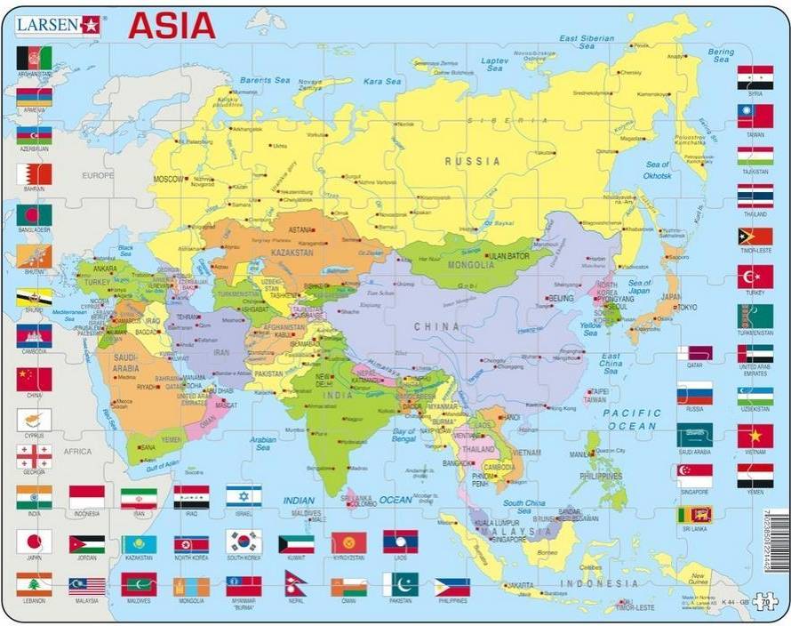 Asia Political Map 70 Pieces