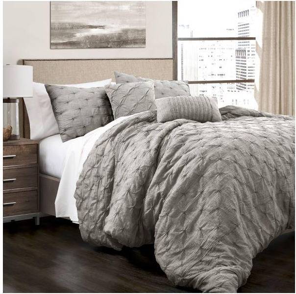 Lush Decor Ravello Pintuck Bedspread Gray
