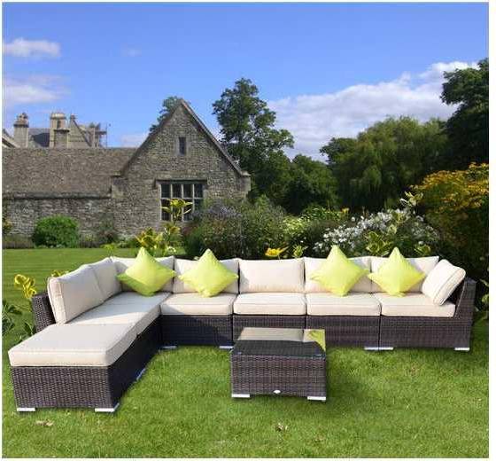 Rattan corner garden sofa OutSunny 8pc Rattan Sofa Set Outdoor Lounge Set