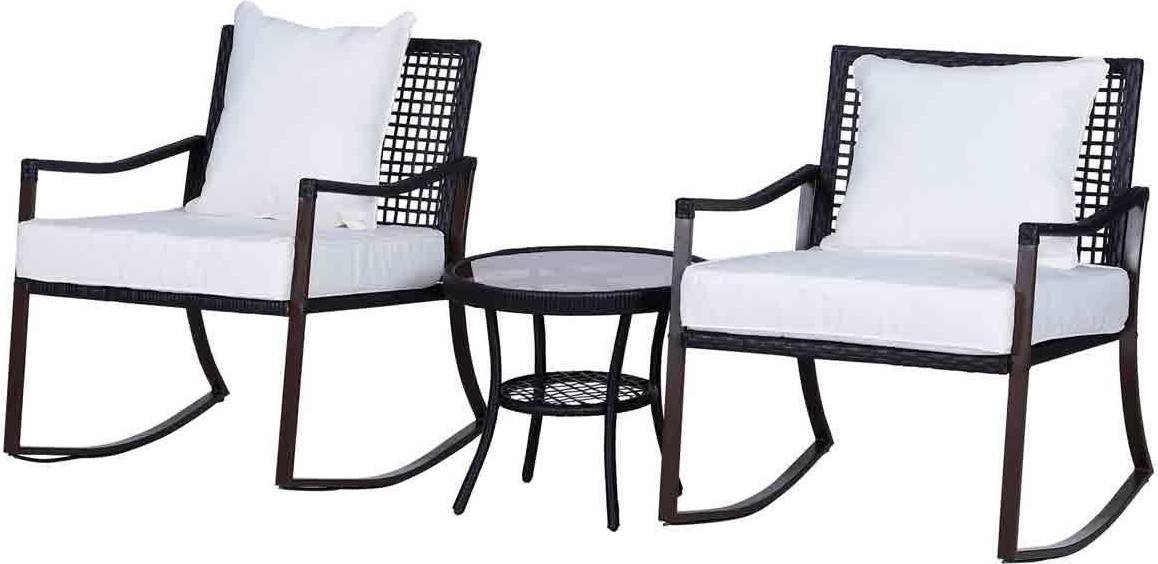 Wicker patio furniture set OutSunny 3 PCs Rocking Bistro Set Bistro Set