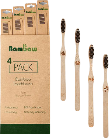 Bamboo Toothbrush Hard 4-pack