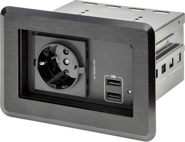StarTech KITBZPOWEU Conference Table Power Center - Black