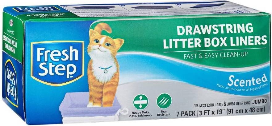 Jumbo cat litter box Fetch For Pets Fresh Step Scented Drawstring Jumbo Cat Litter Box Liners, Count