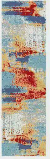 World Rug Gallery Splash Multicolor, Blue 24x84"