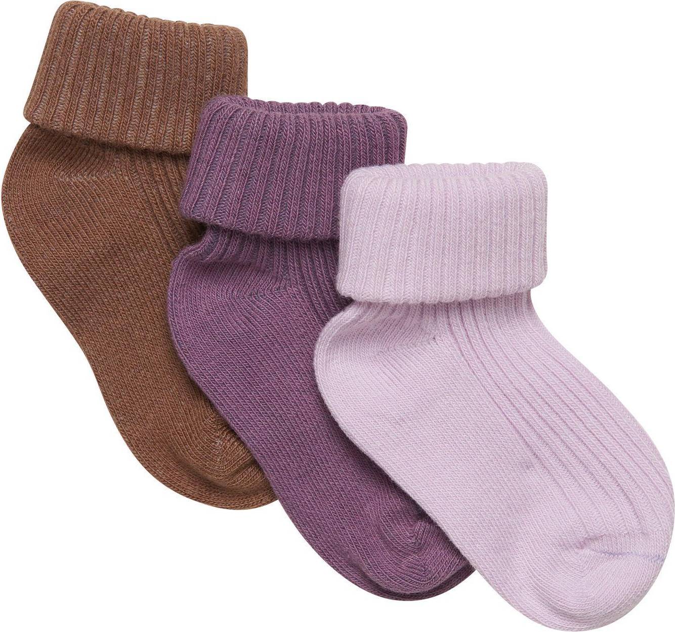 Minymo Baby Rib Socks 3-pack - Very Grape