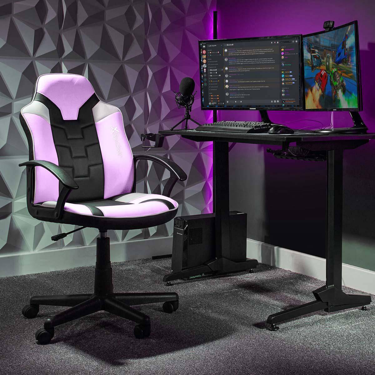X rocker gaming chair junior X-Rocker Saturn Mid-Back Gaming Chair, Pink