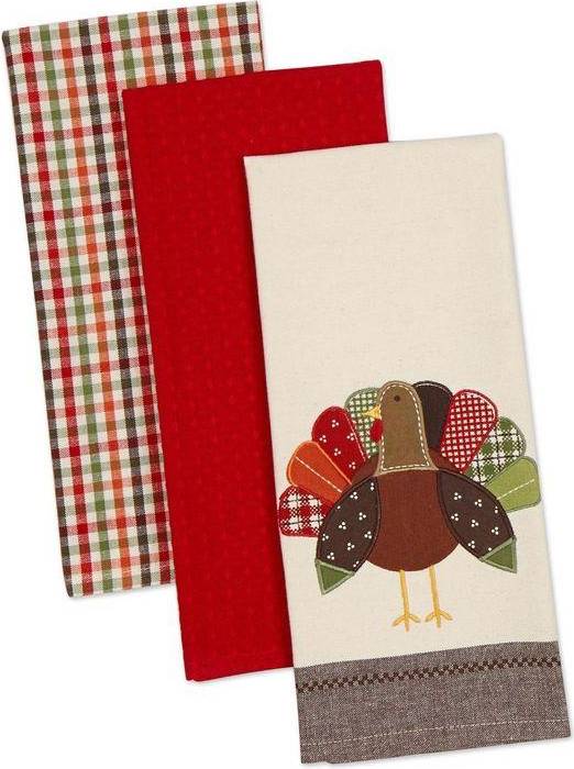 Fall Turkey Embroiderd 3pcs