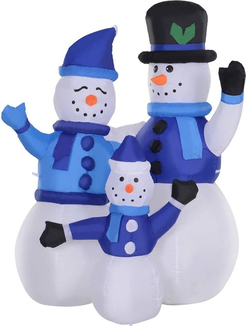 Homcom Inflatable Light Up Snowman Family 120cm, none